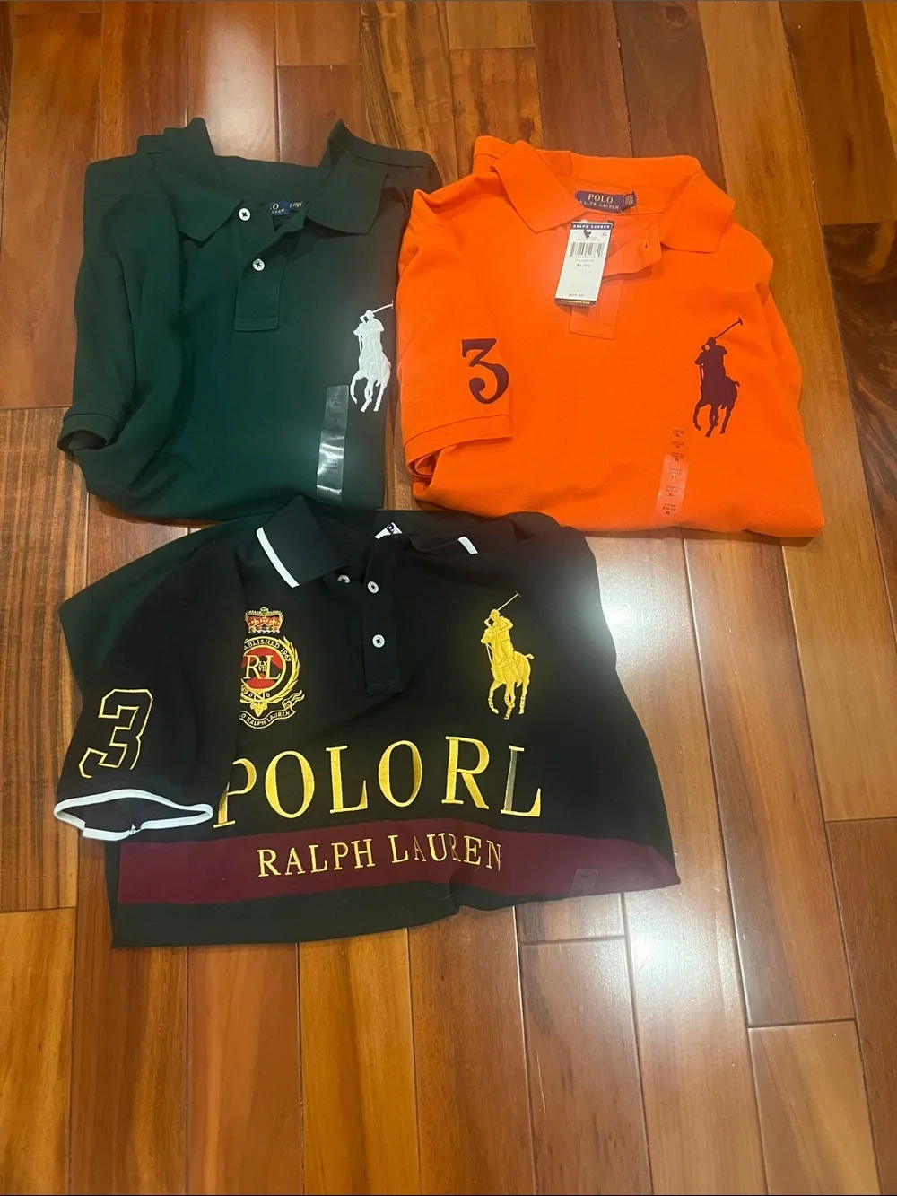 Ralph Lauren Men’s Polo Bundle Orange, Green, Black Custom Slim Fit